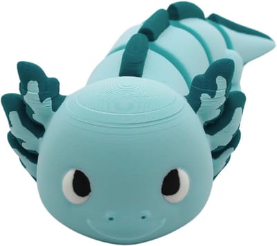 Axolotl design beeld – Decoratief beeld - IJsblauw - 3d geprint beeld – Unieke woondecoratie - 25CM