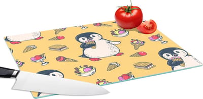 Glazen Snijplank - 39x28 - IJs - Pinguïn - Pooldieren - Kinderen - Design - Snijplanken Glas