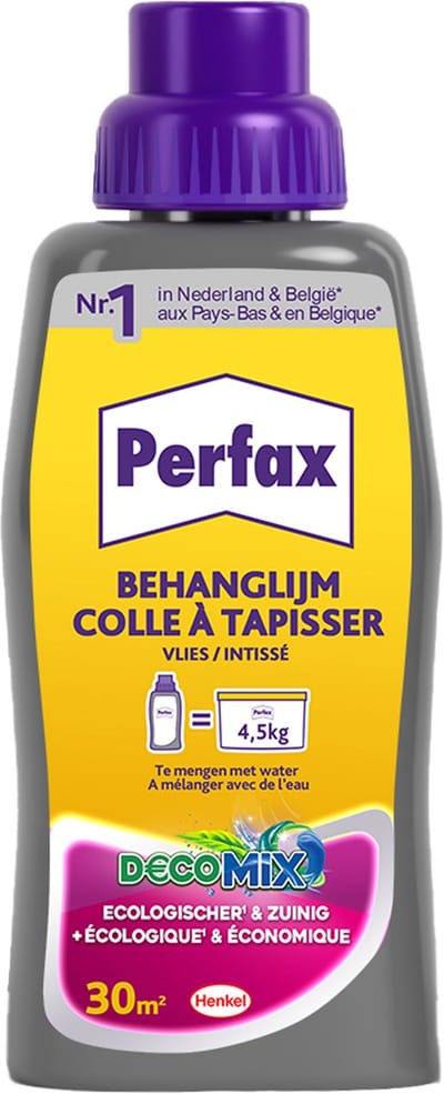 Perfax DecoMix 500 g Behanglijm | Behanglijm concentraat flacon | Opbergbare Behanglijm concentraat | Makkelijk Mixbare Behanglijm | 80% minder plastic verbruik.