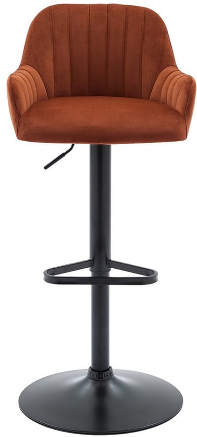 Vente-unique Barkruk van velours en zwart metaal - Verstelbare hoogte - Terracotta - ELEANA