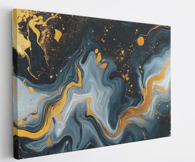 Saammp Canvas Schilderij - Vloeibaar - Blauw - Abstract kunstwerk - 45x30 - Foto op canvas - Wanddecoratie - Muurdecoratie Woonkamer - Slaapkamer decoratie - Canvas Print