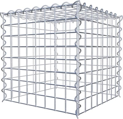 Steenkorf Hoek - Schanskorf Aanbouw - Tuin Decoratie - Spiraal Verbinding - 40x40x40 cm - Zinkkleurig