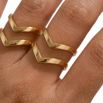 Goudkleurige ring set dames aanschuifring open ring geometrische uitgesneden ring minimalistische ring verstelbare ring 2 delige sieraden set