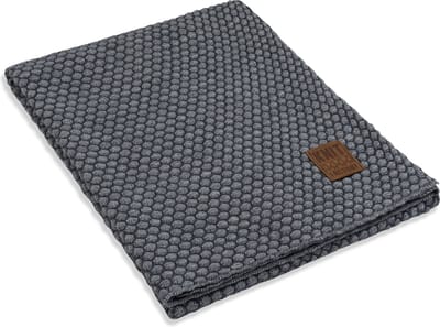 Knit Factory Juul Gebreid Plaid - Woondeken - Kleed - Antraciet/Licht Grijs - 160x130 cm