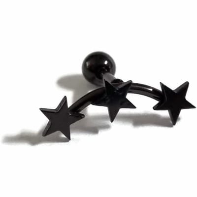 Aramat Jewels | Piercings | Zwarte Sterren Helixpiercing Oorbellen 15mm | | | |12mm | Staal | Volwassenen | Verkleurd niet