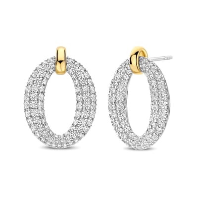 TI SENTO Dames Oorbellen - 925 zilver - Zirkonia met geel verguld - 78014ZY
