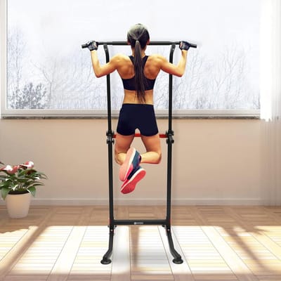 Krachttoren - Krachtstation - Thuis Krachttraining - Verstelbare Hoogte - 165-210cm Hoog - Zwart