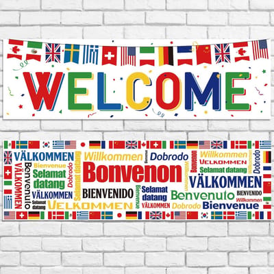Allecto - Welkomstbanners - Vlaggen decoratie - Polyester - Wereldvlaggen - Feestbenodigdheden - Geschikt voor evenementen en feesten