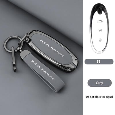 Étui de clé de voiture 3 boutons en alliage de zinc + cuir Coque Support Pour Dongfeng Nammi 01 Clé à distance à énergie nouvelle Protection black
