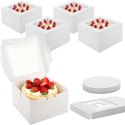Taartdozen - Verhuisdozen Taart - Taart Transport - Stevig Karton - 20.5x20.5x12.8 cm - Wit