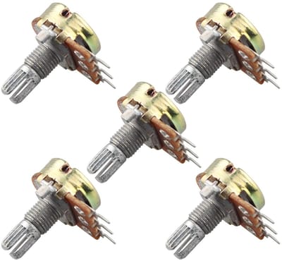 Potentiometer Set - Variabele Weerstand - Elektronica Projecten - Gekartelde As - 50K OHM - Zilverkleurig