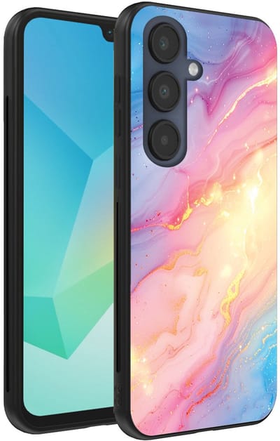 Smartphonica Telefoonhoesje Geschikt voor Samsung Galaxy A16 met Regenboog Glitter Marmer Opdruk - TPU Backcover Case Rainbow Glitter Marble Design geschikt voor Samsung Galaxy A16