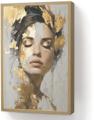 Wandlamp 40x60 cm - Oplaadbaar - Sierlijk - Vrouw - Goud - Ogen - Wandlampen binnen woonkamer - Slaapkamer lamp - Decoratieve nachtlamp - Vloerlamp draadloos