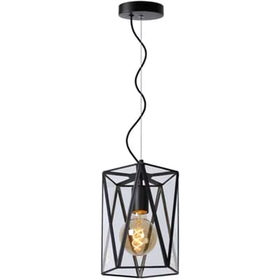 Lucide Hanglamp Fern - Zwart - Diam. 20cm - E27 - Hoogwaardig Glas