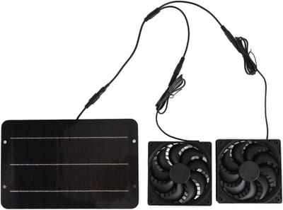 Zonnepaneel Ventilator - Zonne Ventilator Kit - Lucht Verversen - Waterdicht Dubbel Metalen Omhulsel - 10W 12V - Zwart