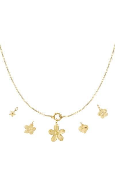 Diy bloemenketting bedels stainlessteel bedelketting