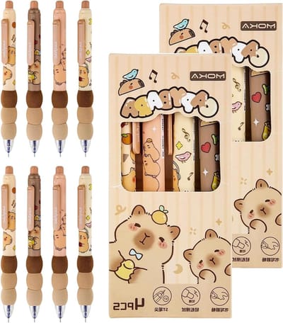 Set van 8 uitwisbare balpennen met gum en 0.5mm navulling, ideaal cadeau voor kinderen, school en dierenliefhebbers
