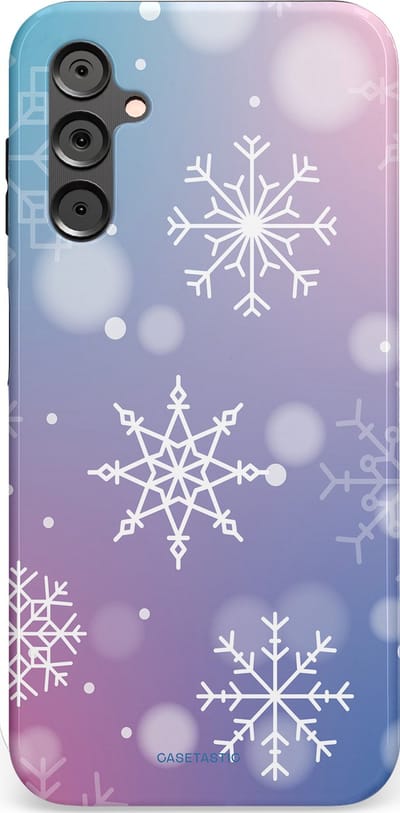 Casetastic hoesje geschikt voor Samsung Galaxy A14 (2023) 5G / Samsung Galaxy A14 (2023) 4G - Dubbellaagse bescherming - Snowy Winter Gloed - Fashion Case - Lila Lichtgrijs Lichtblauw Lichtroze