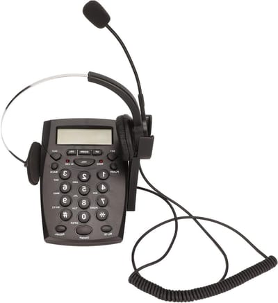 Vaste Telefoon - Headset Telefoon - Callcenter Werk - Ruisonderdrukkende Microfoon - LED Display - Zwart
