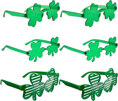 Klaverblad Zonnebrillen Set van 6 - St. Patrick's Day Accessoires voor Feestrekwisieten, Carnaval en Bruiloft