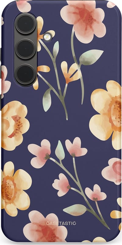 Casetastic Hoesje Geschikt voor Samsung S24 - Stijlvolle Beschermende Duo-layer Case - Fluweel Bloemendesign