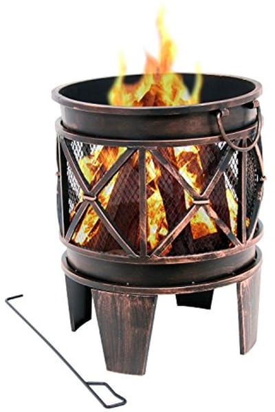 Vuurkorf Met Pookhaak - Tuinhaard Buitenhaard - Gezellige Avonden Creëren - Antieke Roestlook - Diameter 42 cm - Zwart