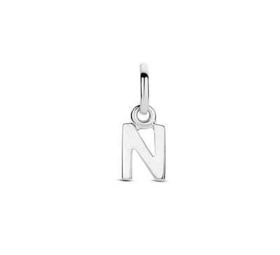 Zilver Gerhodineerde Hanger letter N 1333754