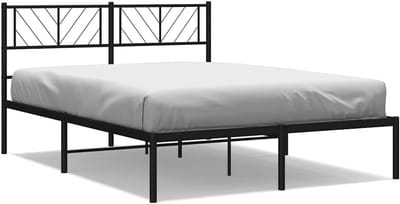 Metalen bedframe - Stalen ledikant - Slaapkamer inrichting - Met hoofdeinde - 150x200 cm - Zwart