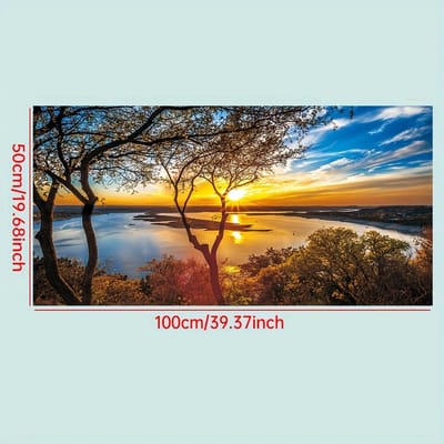 Canvas muur decoratie zonsondergang op het water 50 x 100 cm zonder lijsten