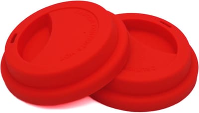 Famanu - Herbruikbare deksels van siliconen, lekvrij, rood, 2 stuks