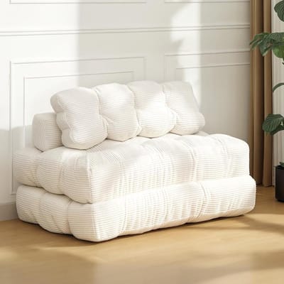 3-in-1 opklapbare slaapbank - Ruimtebesparende bank - Verstelbare eenpersoons slaapbank met rugleuning en kussens - Beige