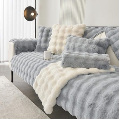 Winter Verdikte Konijn Pluche Bankkussen Effen Kleur Warme Bankhoes Antislip Woonkamer Decoratieve Bank Zachte Rugleuning Handdoek 70x70cm 1pcs