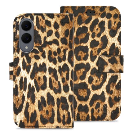 My Style Telefoonhoesje geschikt voor Samsung Galaxy S25 Edge Hoesje | My Style Flex Wallet Bookcase Portemonnee | Pasjeshouder voor 3 Pasjes | Telefoonhoesje voor Pinpas / OV Kaart / Rijbewijs - Wild Leopard | Bruin