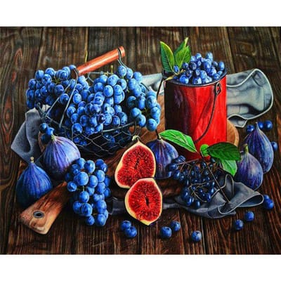 Décoration de Cuisine Broderie Diamant Fruit Maison Cadeau Bricolage Décoratif Artisanat Peinture Diamant 20X30CM blue