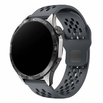 Siliconen bandje - geschikt voor Garmin Venu (2 Plus) / Venu SQ (2) / Vivomove (Style - Sport) / Vivoactive 3 / 5 / 6 / Forerunner 55 / 165 / 245 / 645 / 570 - 42mm - gaatjes - donkergrijs