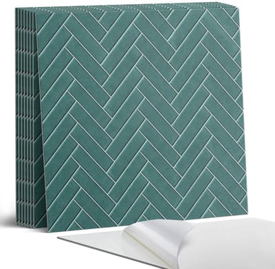 Coloray Plaktegels - Visgraatpatroon Portugese Tegels - 30 cm x 30 cm - Turkoois Plaktegels - 9 stuks - Vierkant PVC Tegels - Plaktegels Keuken - Zelfklevende Vloertegels - Vinyltegels Vloer Zelfklevend - Zelfklevende Tegels