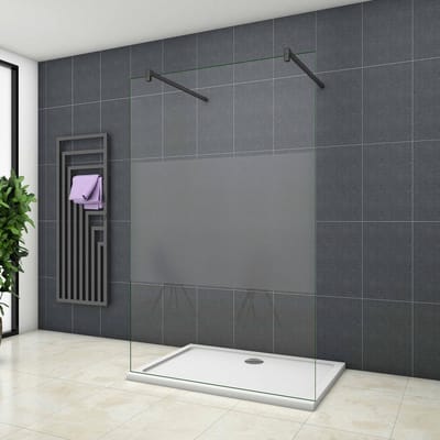 Serie Chrysant - Inloopdouche / Douchewand - 90x200 - Mat Zwart - Antikalk - 10mm Semi Gesatineerd Veiligheidsglas - Vrijstaand