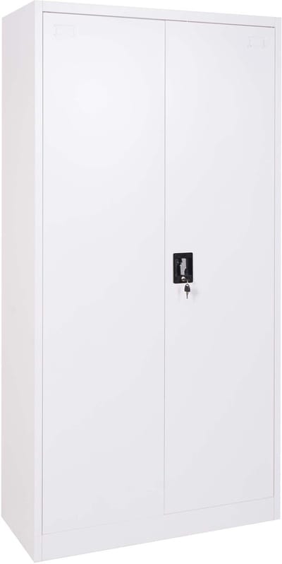 Dossierkast MCW-H17, stalen kast Kantoorkast Kast, 2 deuren afsluitbaar metaal ~ 185x90x40cm wit