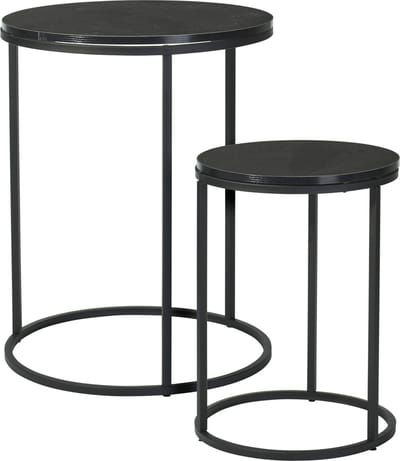 In & Out Deco Bijzettafel- Salontafel - Set - Blad MDF Marmer - Grote Tafel hoog50cm - Kleine Tafel hoog 40 cm