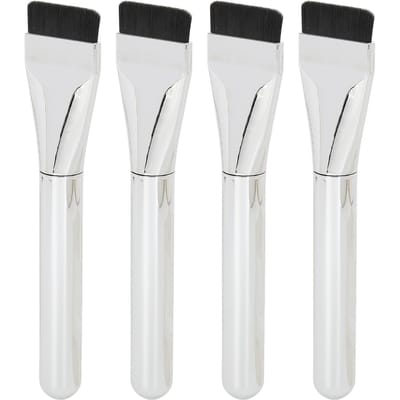 4pcs Pinceau Fond de Teint Liquide Poils Doux et Duveteux Ultra-Fin Plat Pinceau Application Masque de Boue white
