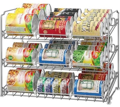 Stackable Pantry Storage Rack - 3-Tier Can Dispenser for 36 Cans, Ideal for Kitchen Organization