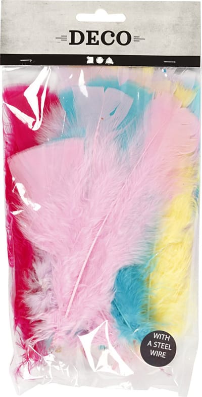 Veren, L: 11-17 cm, diverse kleuren, 18 bol/ 1 doos