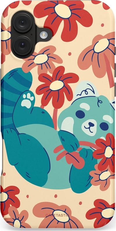 Casetastic hoesje geschikt voor Apple iPhone 16 Plus - MagSafe - Dubbellaagse bescherming - Rode panda knuffels - Fashion Case - Zand Petrol Perzik Koraal