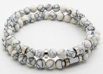 Sorprese armband - Prime - armband heren - wit marmer - kralen - 20 cm - unisex - cadeau - Model O