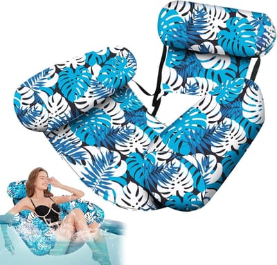 Waterhangmat - Drijvend vlot - Ontspannen op water - Verstelbare ligpositie - 76x40.5x61 cm - Blauw