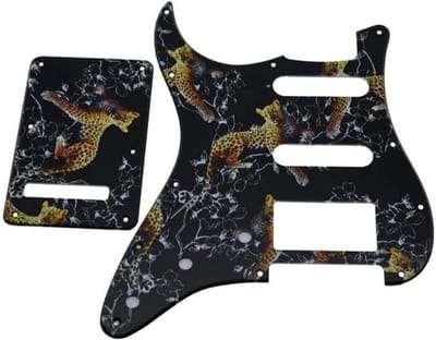 HSS Gitaar 3D Geprinte Plastic Pickguard met ST Backplate en Tremolo Cover in Luipaardpatroon voor USA/Mexicaanse Strat