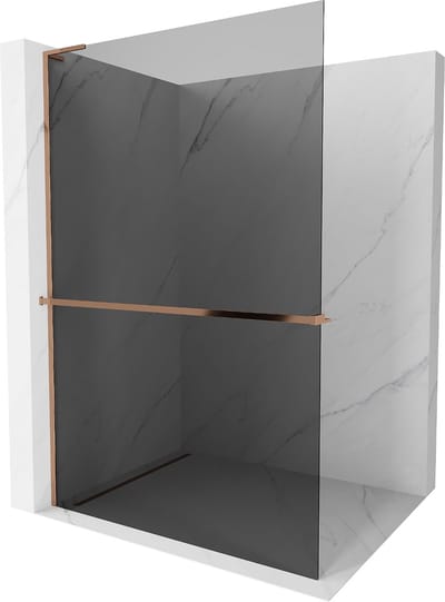 Mexen Kioto+ L douchewand met plank Walk-in 70 x 200 , grafiet, roze goud - 800-070-123-60-40