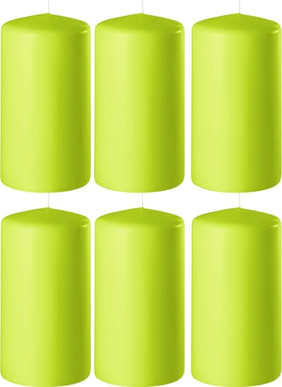 8x Lime groene cilinderkaarsen/stompkaarsen 6 x 10 cm 36 branduren - Geurloze kaarsen lime groen - Woondecoraties