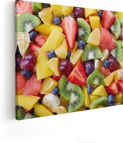 Artaza Canvas Schilderij Fruitsalade - 50x40 cm - Wanddecoratie Woonkamer - Muurdecoratie Keuken - Schilderijen Op Canvas Fruit