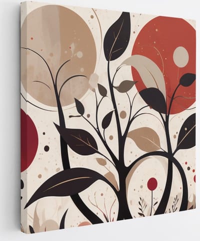 Saammp Canvas Schilderij - Planten - Beige - Abstract - 20x20 - Foto op canvas - Wanddecoratie - Muurdecoratie Woonkamer - Slaapkamer decoratie - Canvas Print